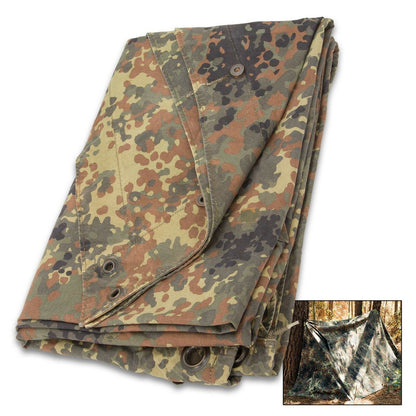 German army waterproof tent with Flecktarn print