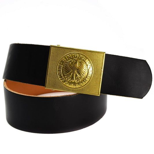 German army sailor leather belt with steel buckle