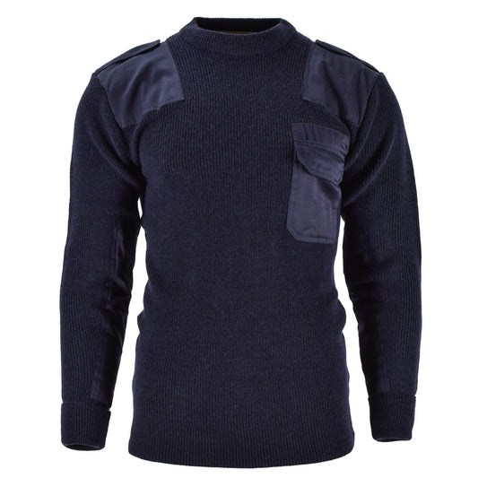 MIL-TEC military style wool sweater with oval neck Blue