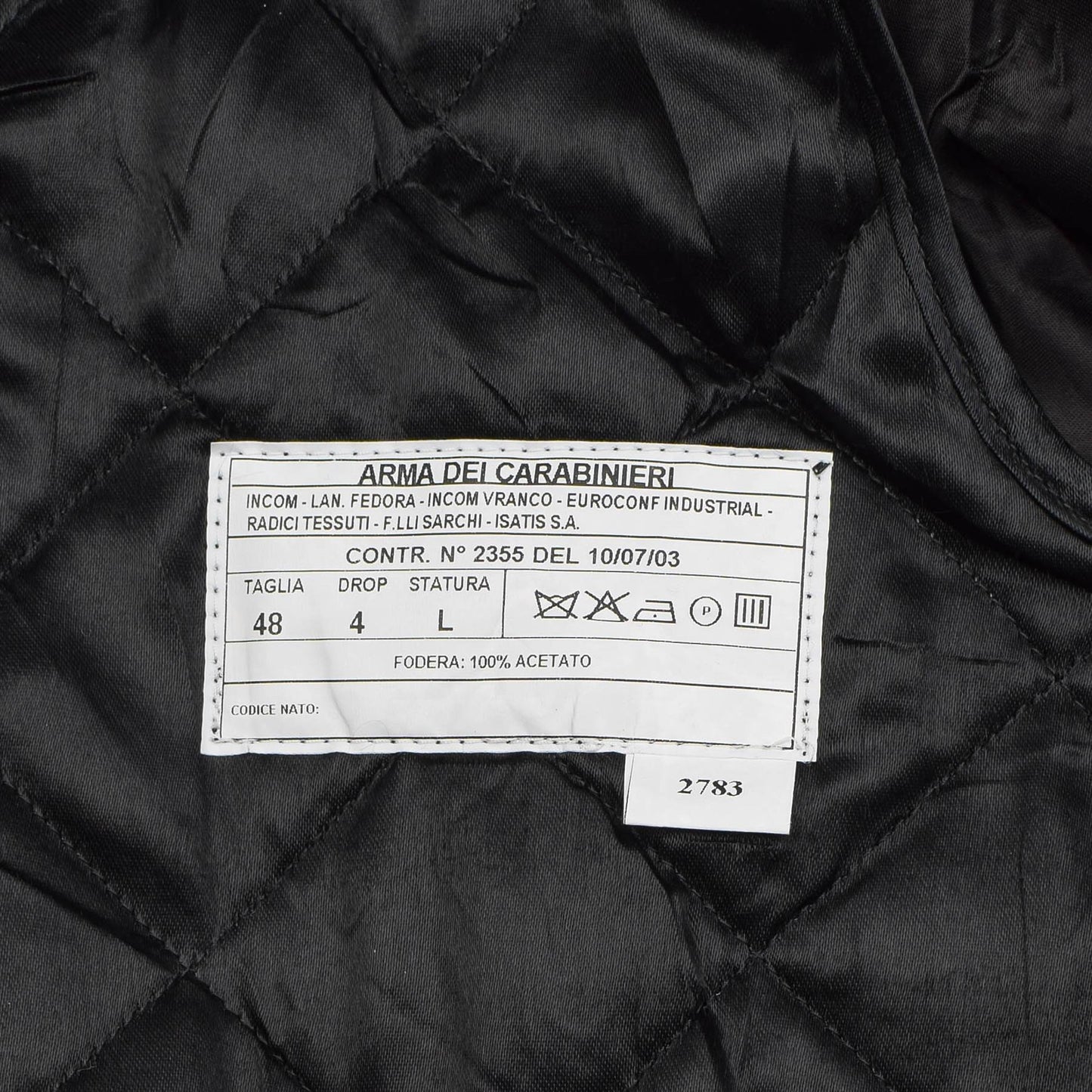 Italijos kariuomenės Carabinieri vilnonis paltas juodas