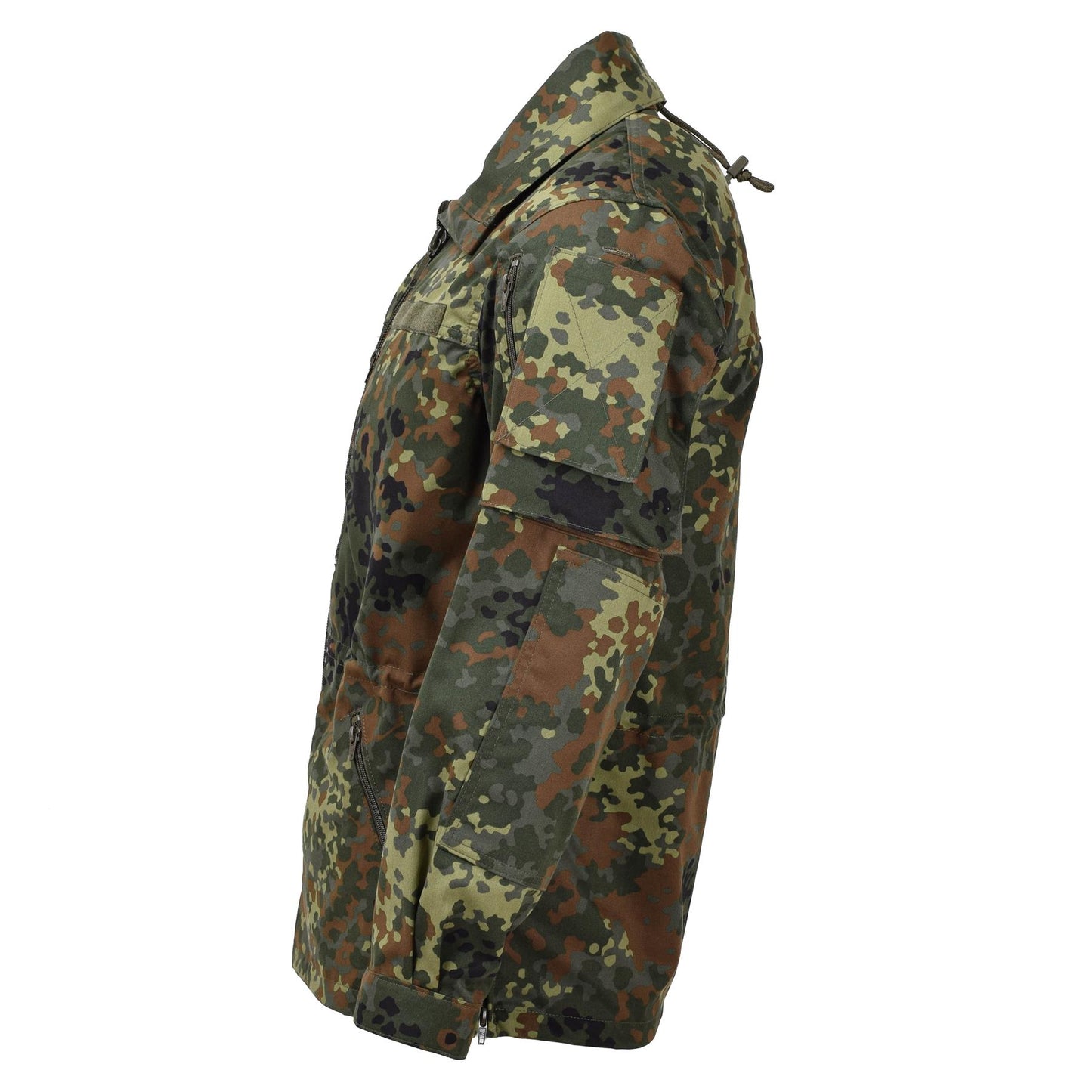 Leo Kohler karinis švarkas su užtrauktuku Flecktarn marginimo, patvarus ir komfortiškas lauko drabužis.