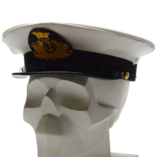 Italian army navy hat with a beak in white