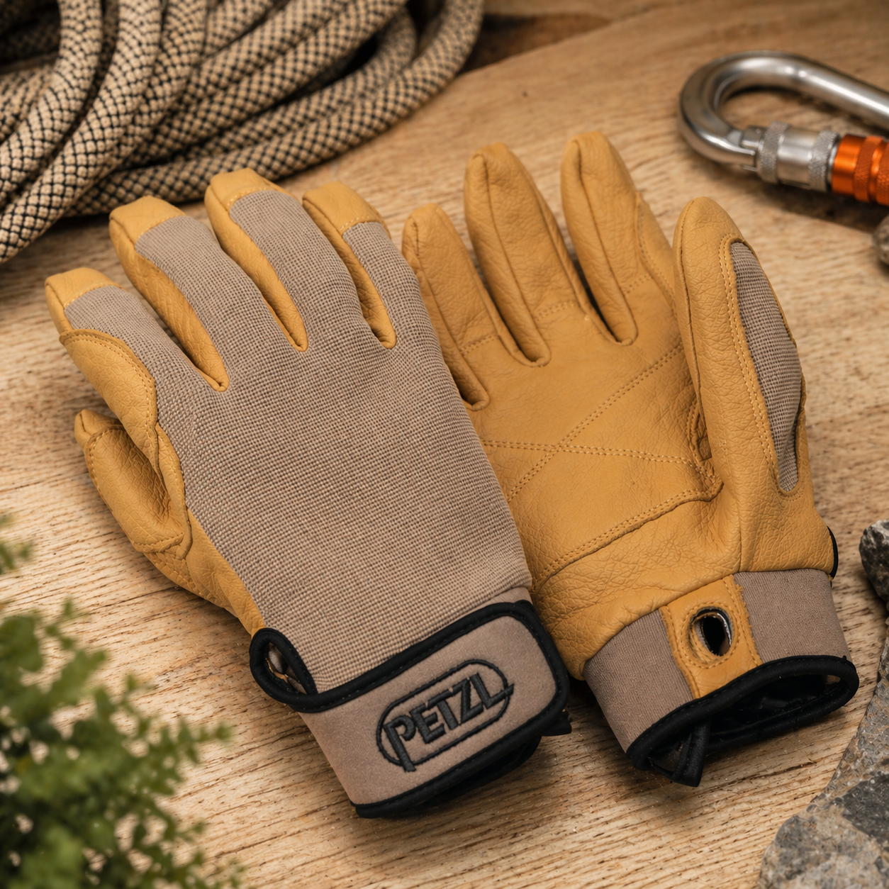 Petzl Cordex laipiojimo pirštinės su dviguba odos apsauga Beige spalvos