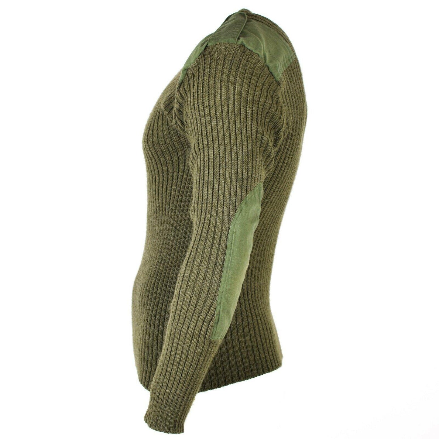 Belgian army wool sweater with oval neck, olive color