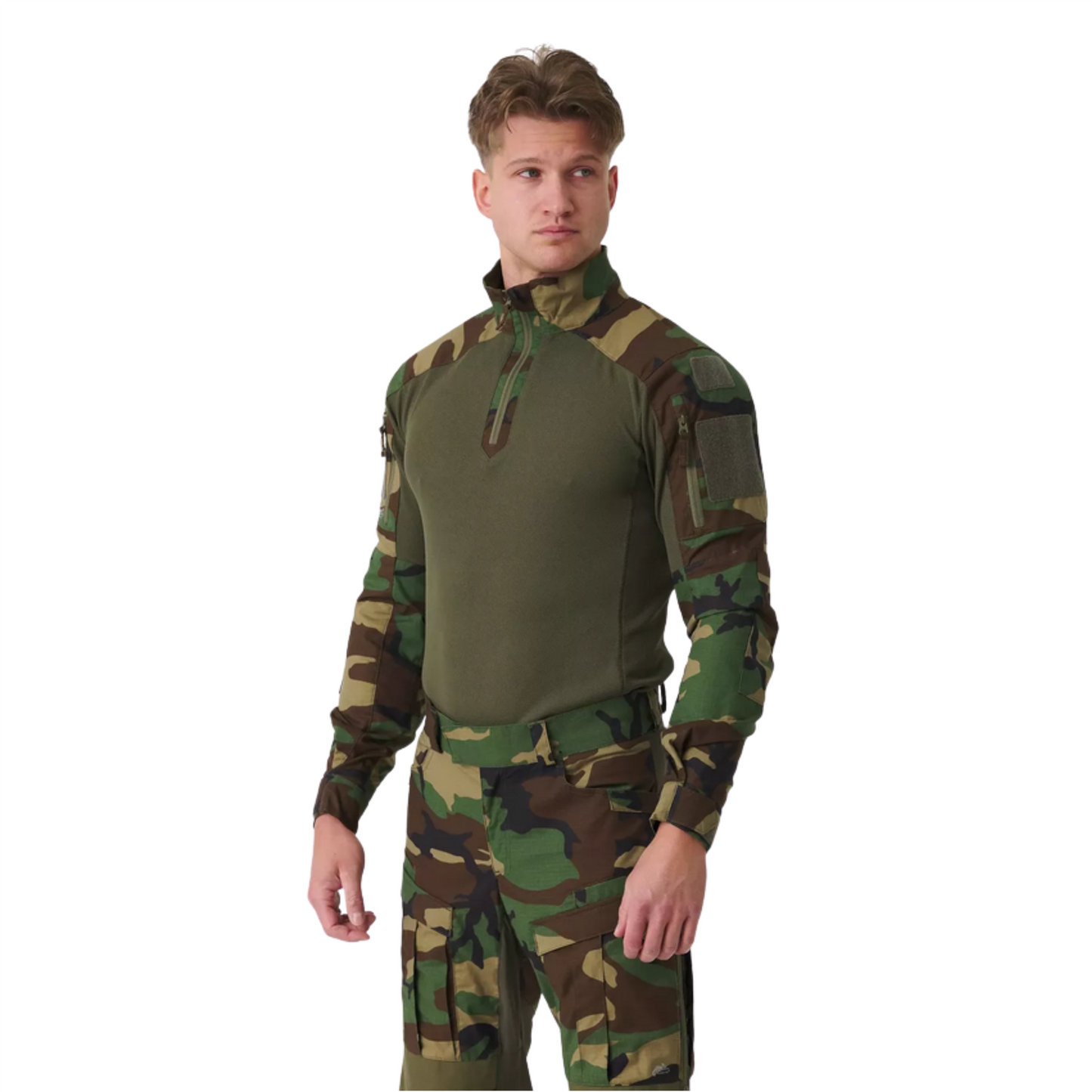 Helikon-Tex MCDU Combat marškiniai Ripstop Woodland marginimo