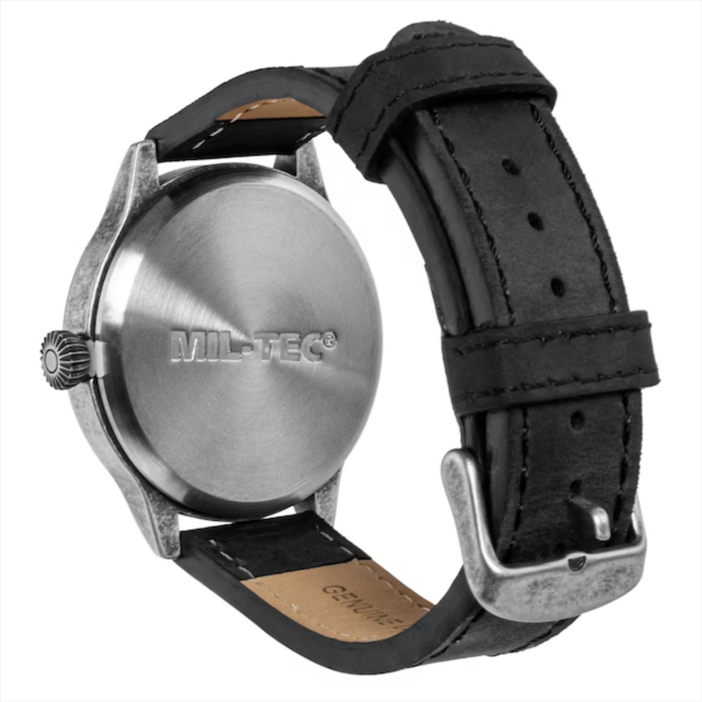 MIL-TEC retro kvarcinis piloto laikrodis su juoda naturalios odos apyranke