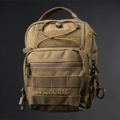 PENTAGON UCB 2.0 Chest krepšys 7L su MOLLE sistema, tvirtas taktinio stiliaus krūtinės krepšys iš 500D nailono.