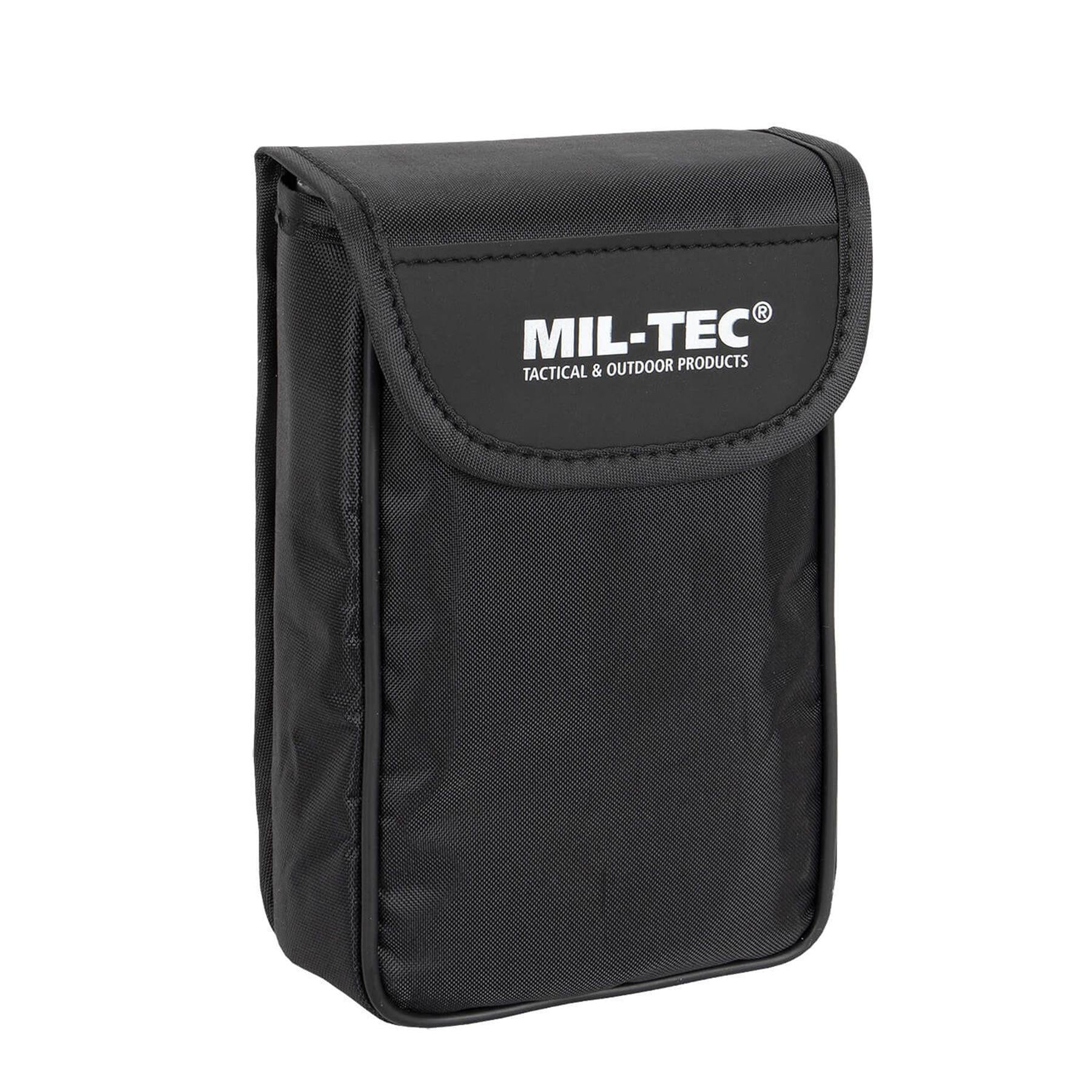 MIL-TEC sulankstomi žiūronai 10x42 su dėklu juodi – tvirtas nešiojimo dėklas žiūronams.