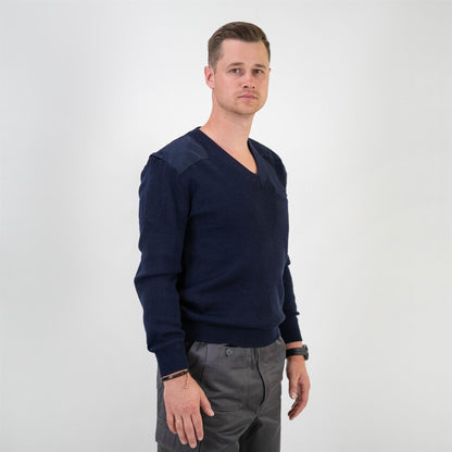 Dutch army sweater with V-neck blue