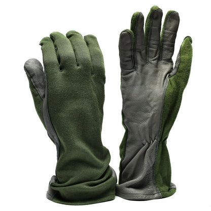 Dutch Army Fire Resistant Leather Gloves Olive