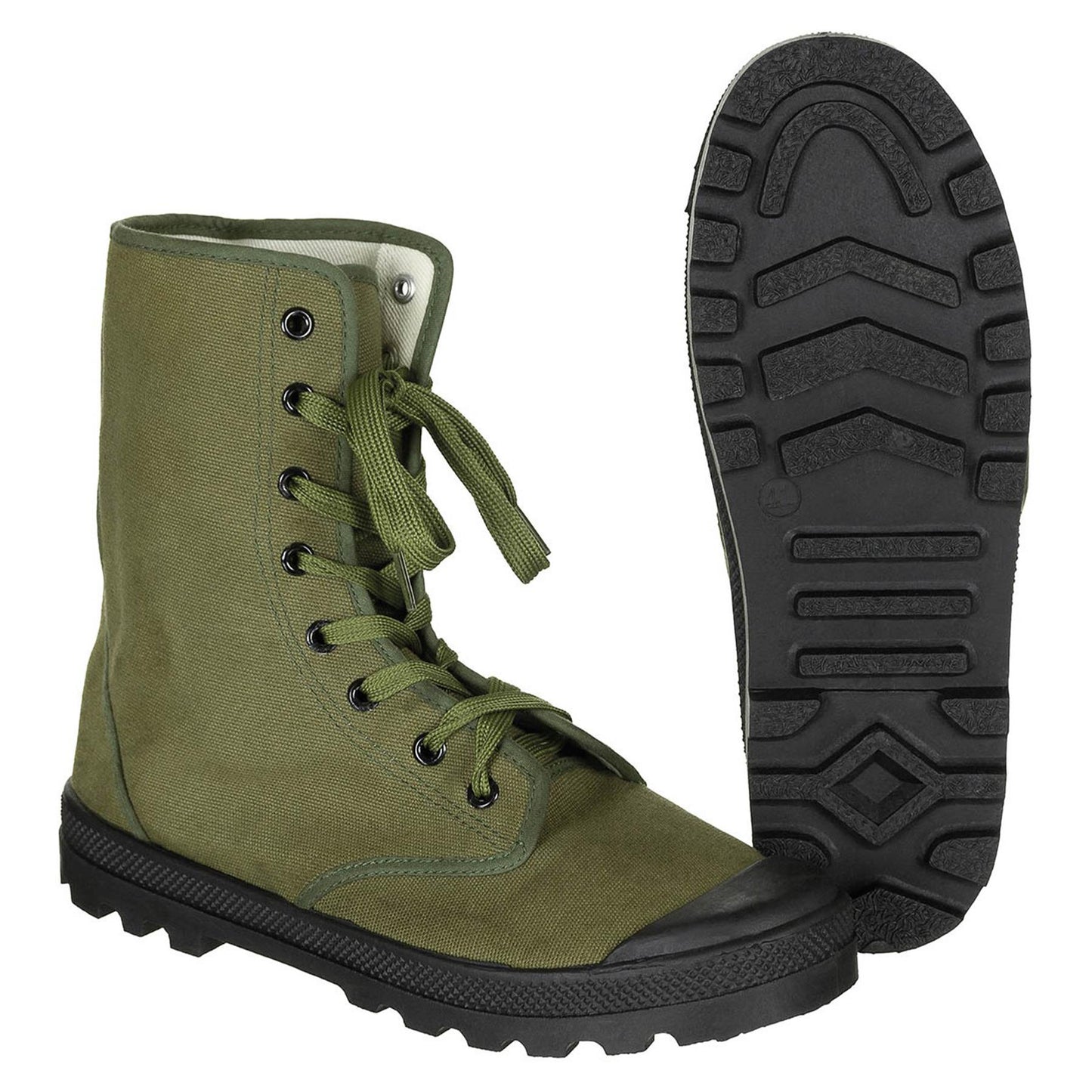 French army boots with high leather reinforced heels olive