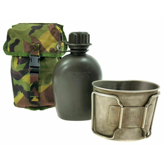 Dutch army drinker with pouch and stainless steel cup DPM printing MOLLE