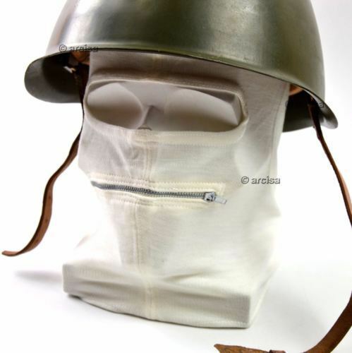 Italian military vintage balaclava with zipper in white