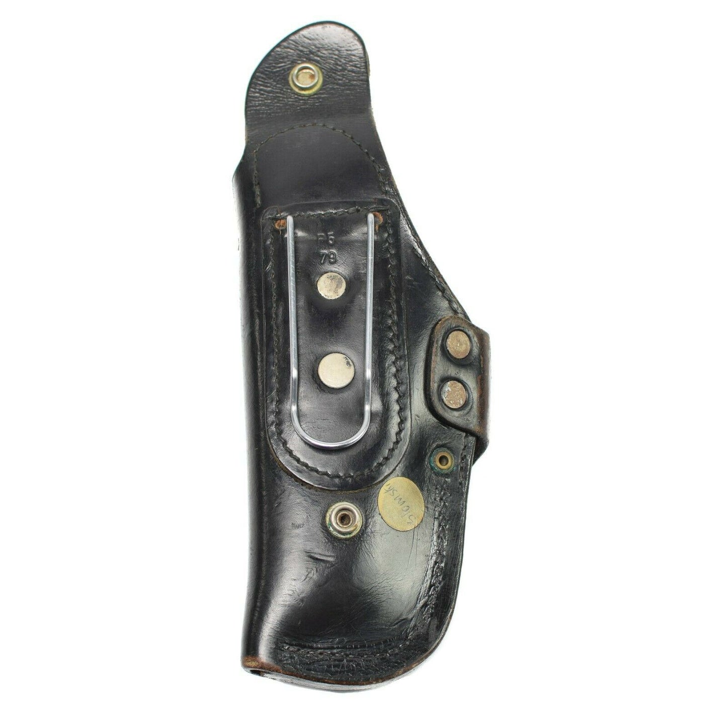 German army leather pistol holster attached to the belt black