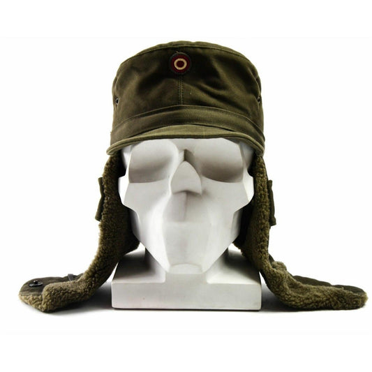 Austrian army winter hat with ear flaps against the wind Olive