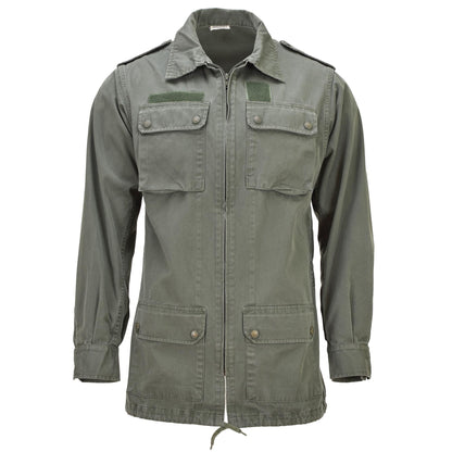 French army military jacket with zipper in olive