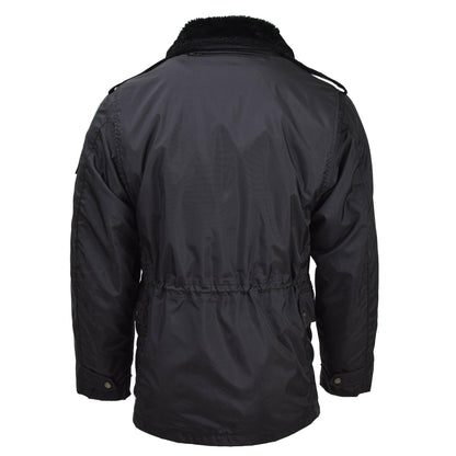 French military police jacket with detachable fur collar in black