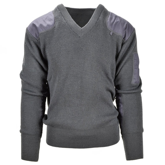 Italian Army Commando V-neck Sweater Gray