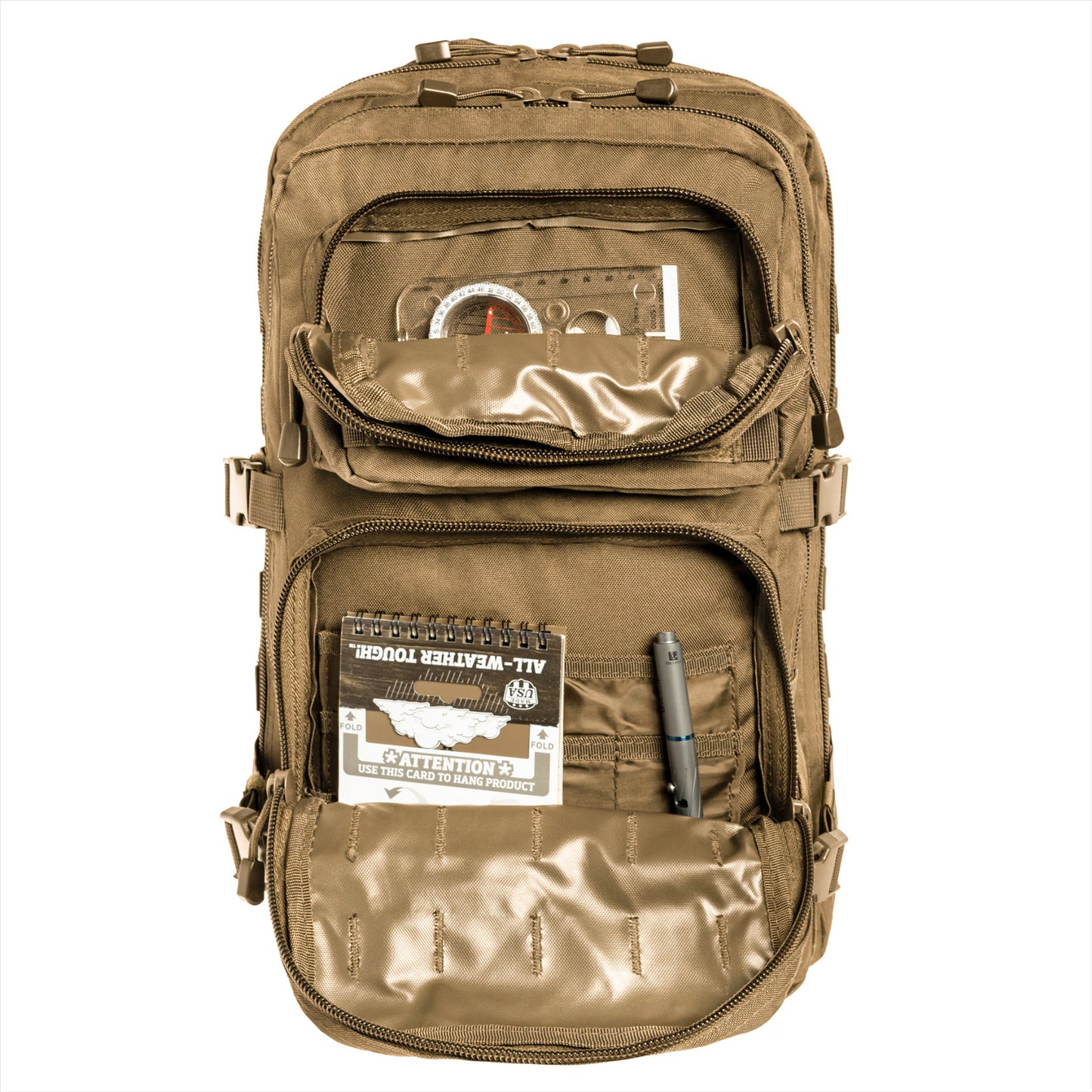 MIL-TEC US ASSAULT taktinė kuprinė 36L talpos su dviem kišenėmis ir Molle kilpomis aktyviems nuotykiams.