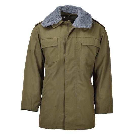 Czech military parka-style jacket with lining in olive color