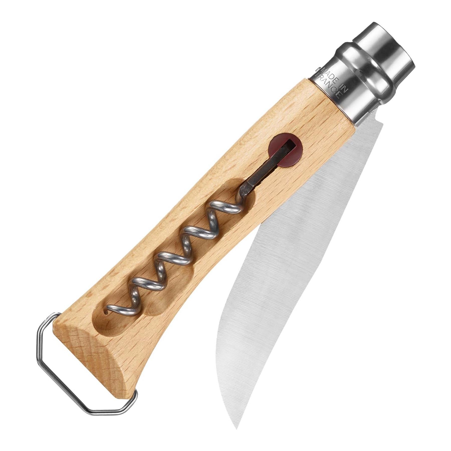 Opinel N°10 daugiafunkcinis kišeninis peilis su kamščiatraukiu, nerūdijančio plieno ašmenys ir medinė rankena.