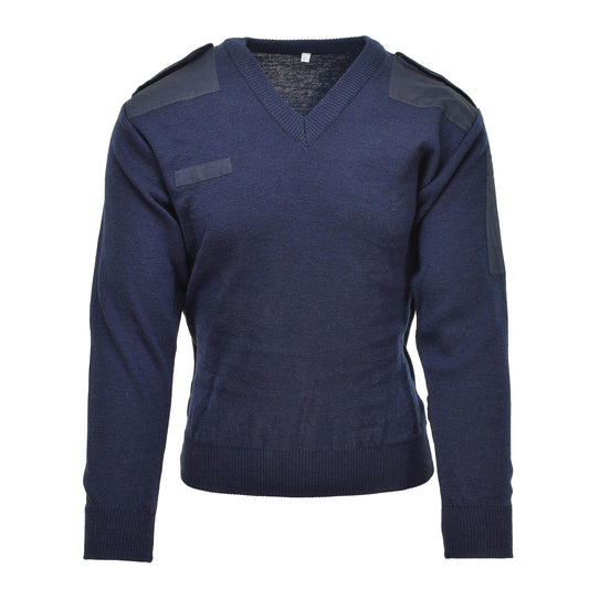 Dutch Army V-Neck Woolen Sweater Blue