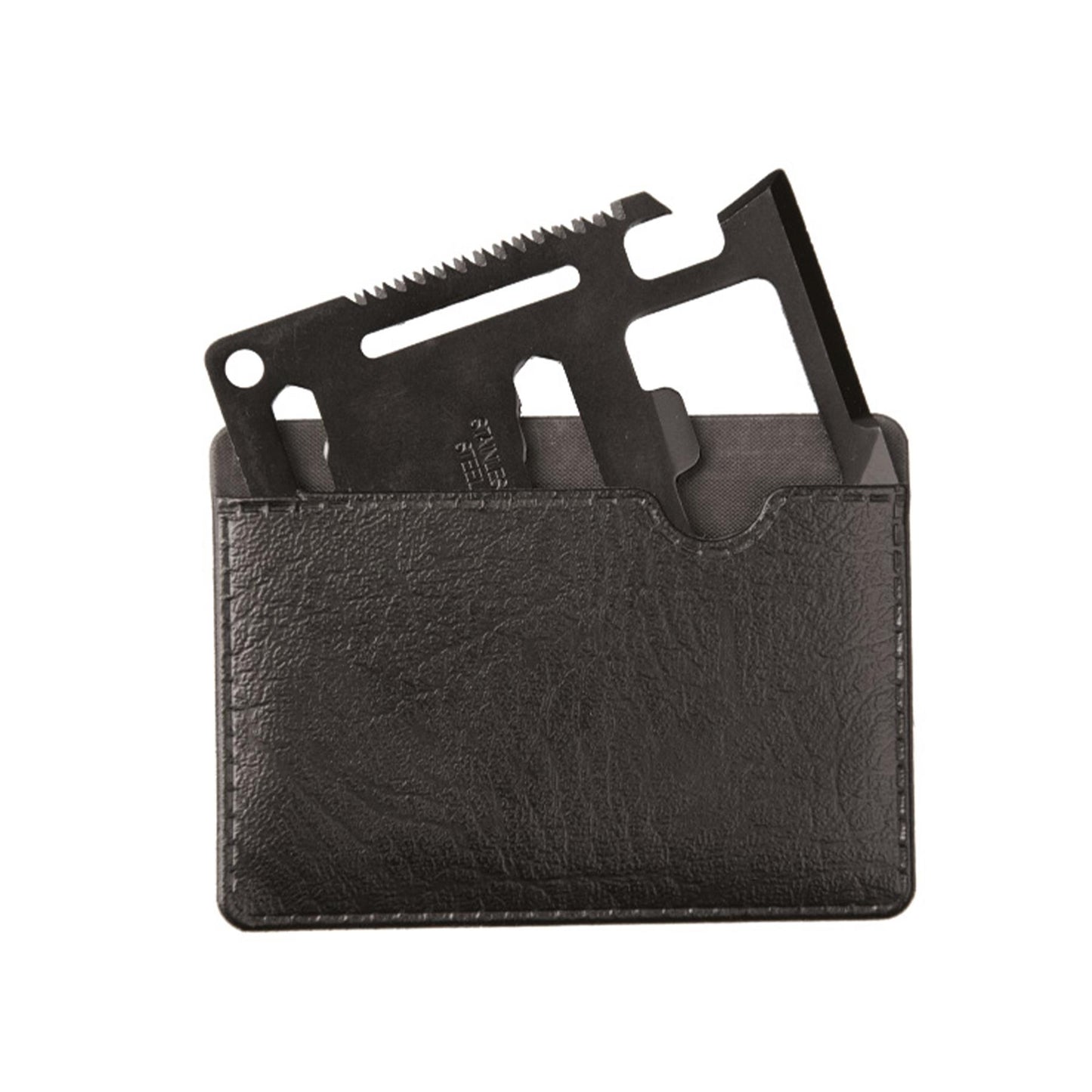 MIL-TEC Išgyvenimo įrankis iš nerūdijančio plieno su dėklu juodas