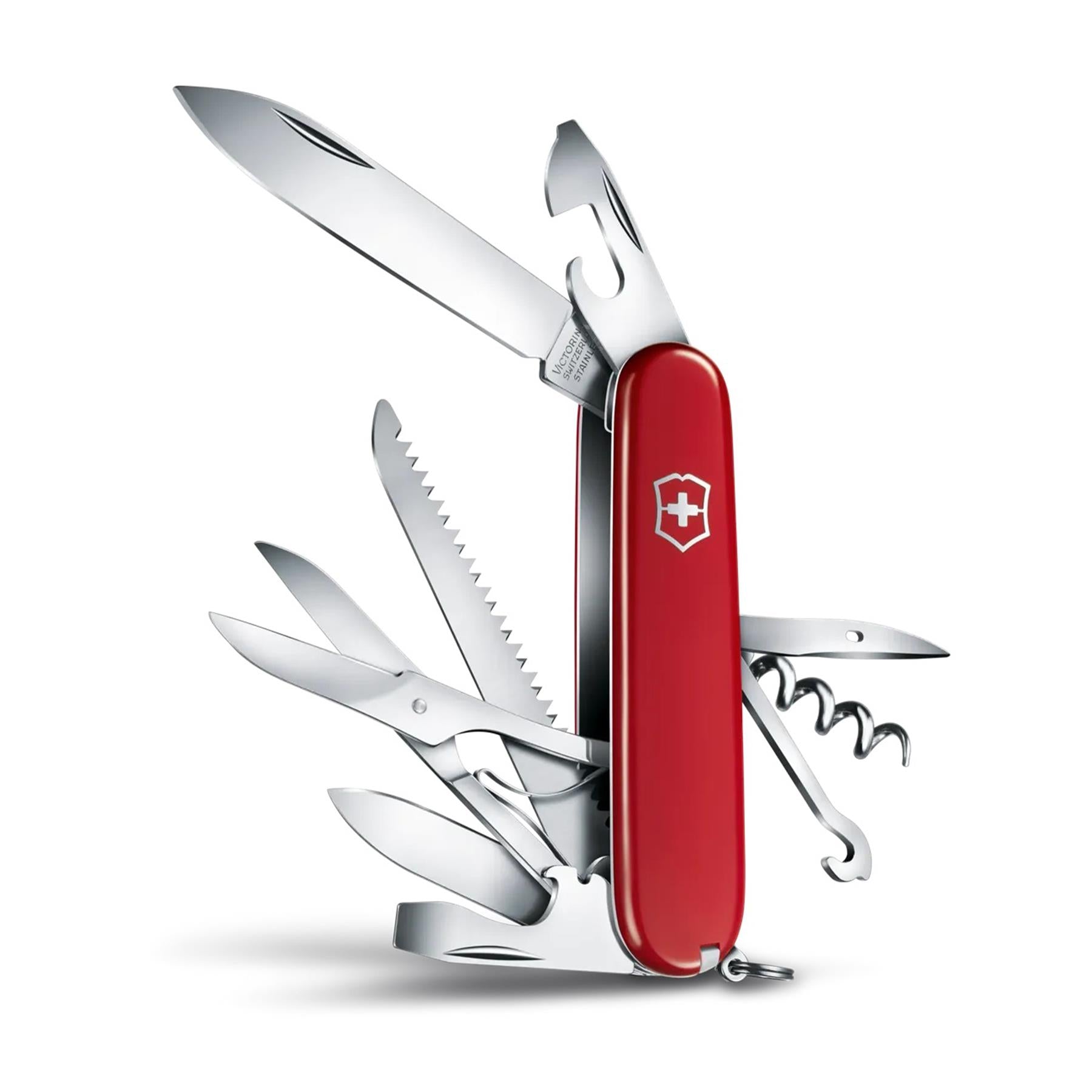 Victorinox Hunstsman daugiafunkcinis peilis su 12 funkcijų ir klasikiniu raudonu korpusu.