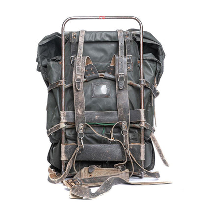 Finnish military vintage hiking backpack 100 liter capacity metal frame