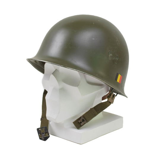 Belgian army steel M51 combat helmet olive color