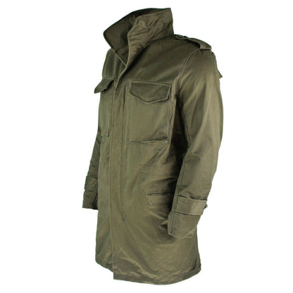 Greek army parka style coat in olive color