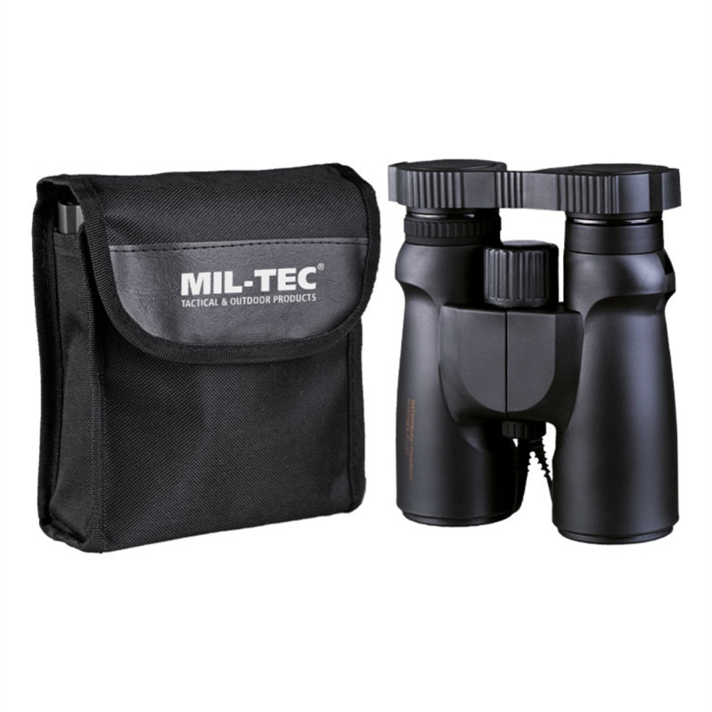 Mil-Tec vandeniui atsparūs žiūronai 8x42 žygiams ir stebėjimui juodi