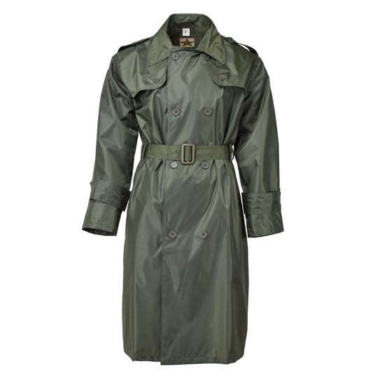 French army long raincoat in olive color