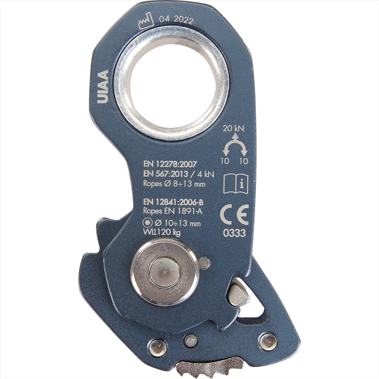 Climbing Technology ROLLNROCK skriemulinis lipimo įtaisas 3 in 1 mėlynas, universalus, lengvas ir saugus virvinis įrenginys.
