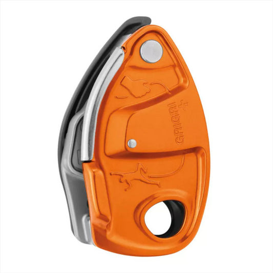 Petzl GRIGRI+ saugos įrenginys su asistiniu stabdymu 8,5–11 mm virvėms oranžinis