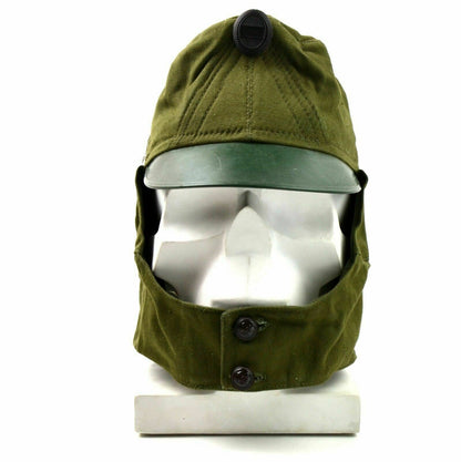 Hungarian army cap with beak and folding ear and neck protection