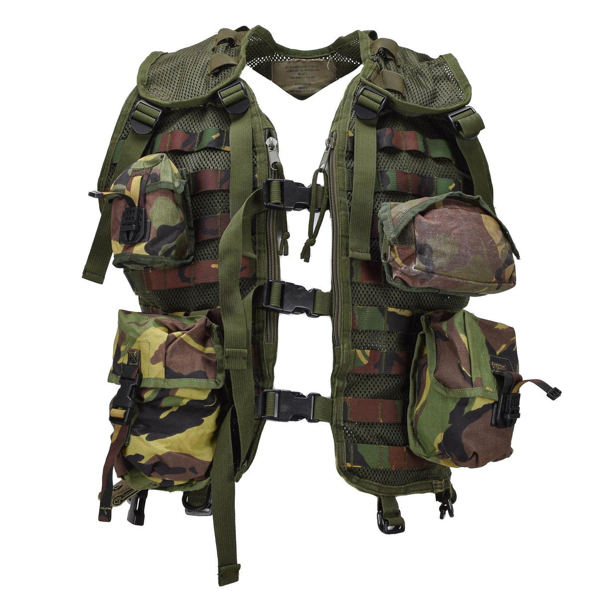 Olandijos kariuomenės ekipuotės liemenė su dėklais DPM Woodland Camo