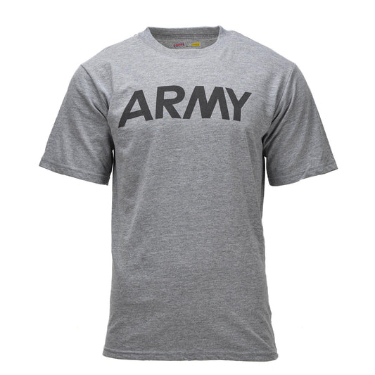 Jungtinių Valstijų kariuomenės GI marškinėliai su army užrašu pilki