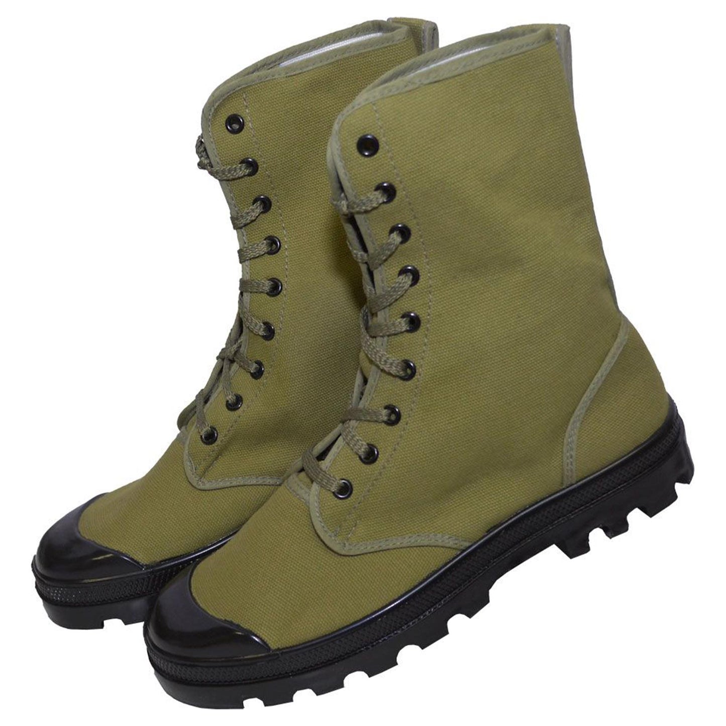 French army boots with high leather reinforced heels olive