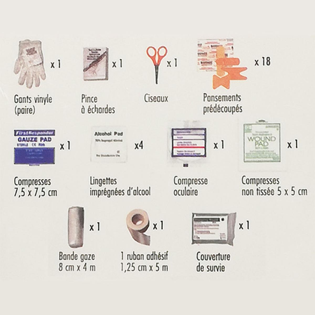 Pharmavoyage Regular pirmosios pagalbos rinkinys su dėklu vidutinio dydžio su pagrindinėmis pirmos pagalbos priemonėmis.