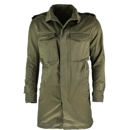 Greek army parka style coat in olive color