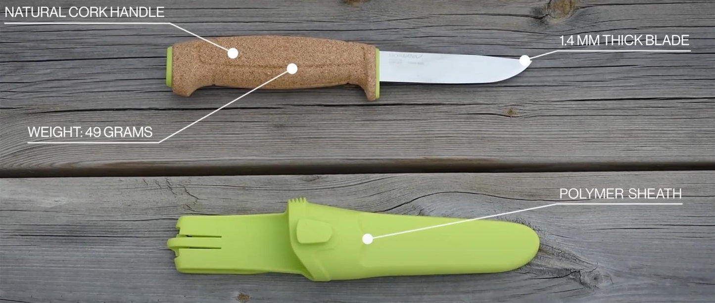 MORAKNNIV Floating knife with cork handle Green