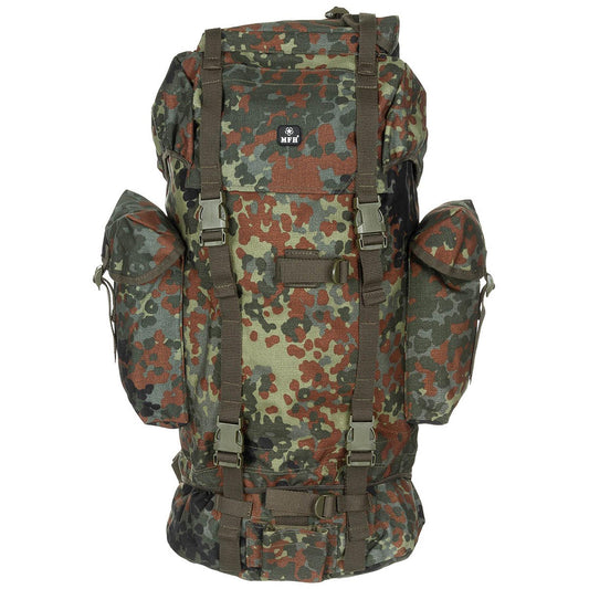 MFH large tactical backpack 65 liters capacity Flecktarn print