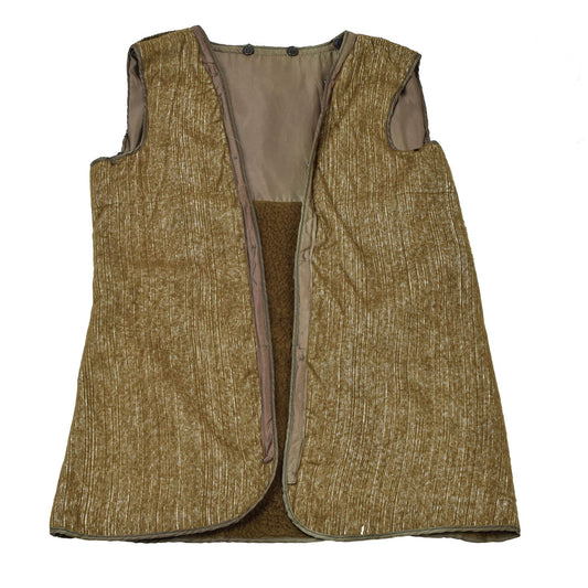 Italian Army Lined Waistcoat Faux Fur Khaki