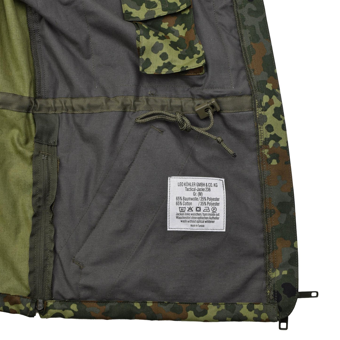 Leo Kohler karinis švarkas su užtrauktuku Flecktarn marginimo, patvarus ir reguliuojamas lauko drabužis