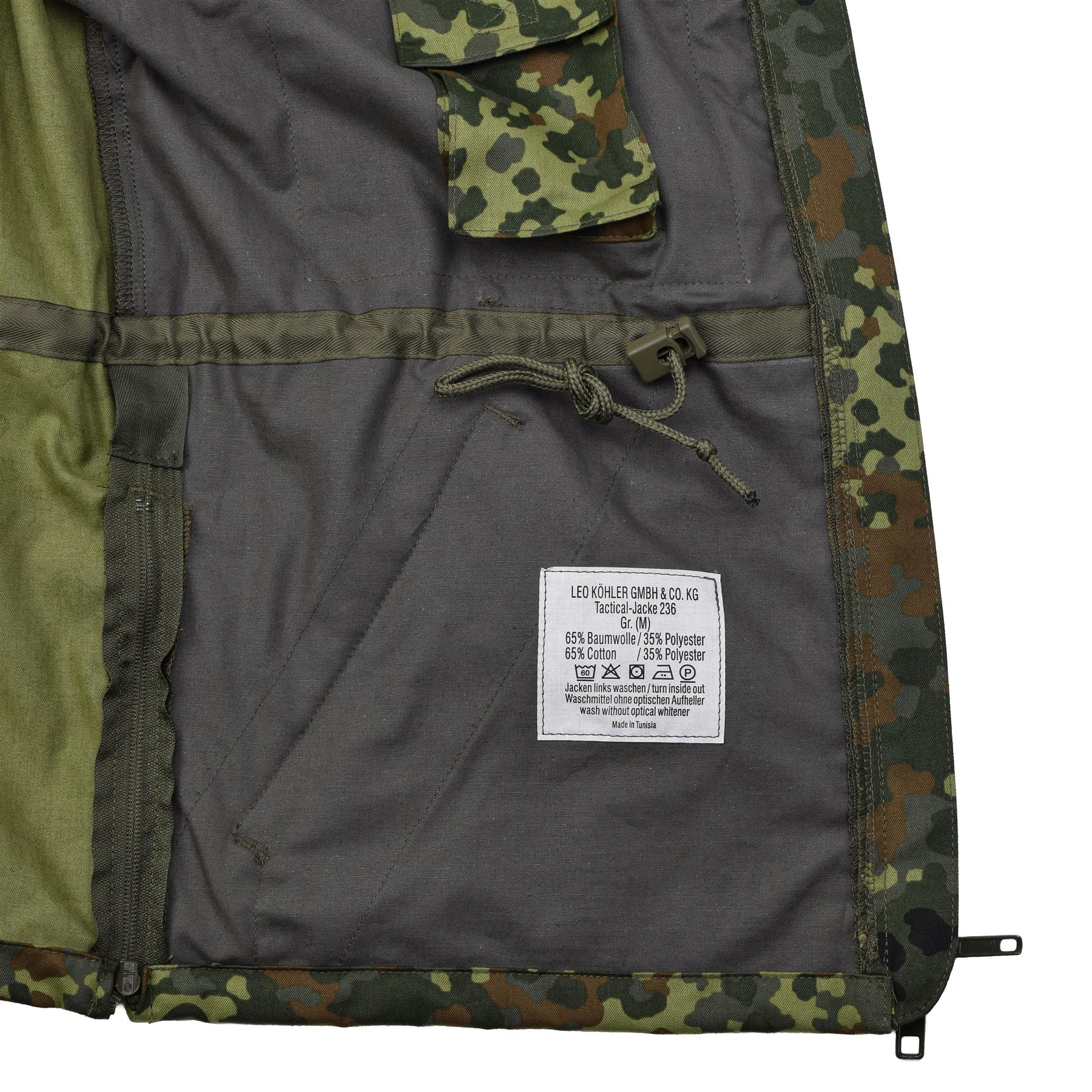 Leo Kohler karinis švarkas su užtrauktuku Flecktarn marginimo, patvarus ir reguliuojamas lauko drabužis