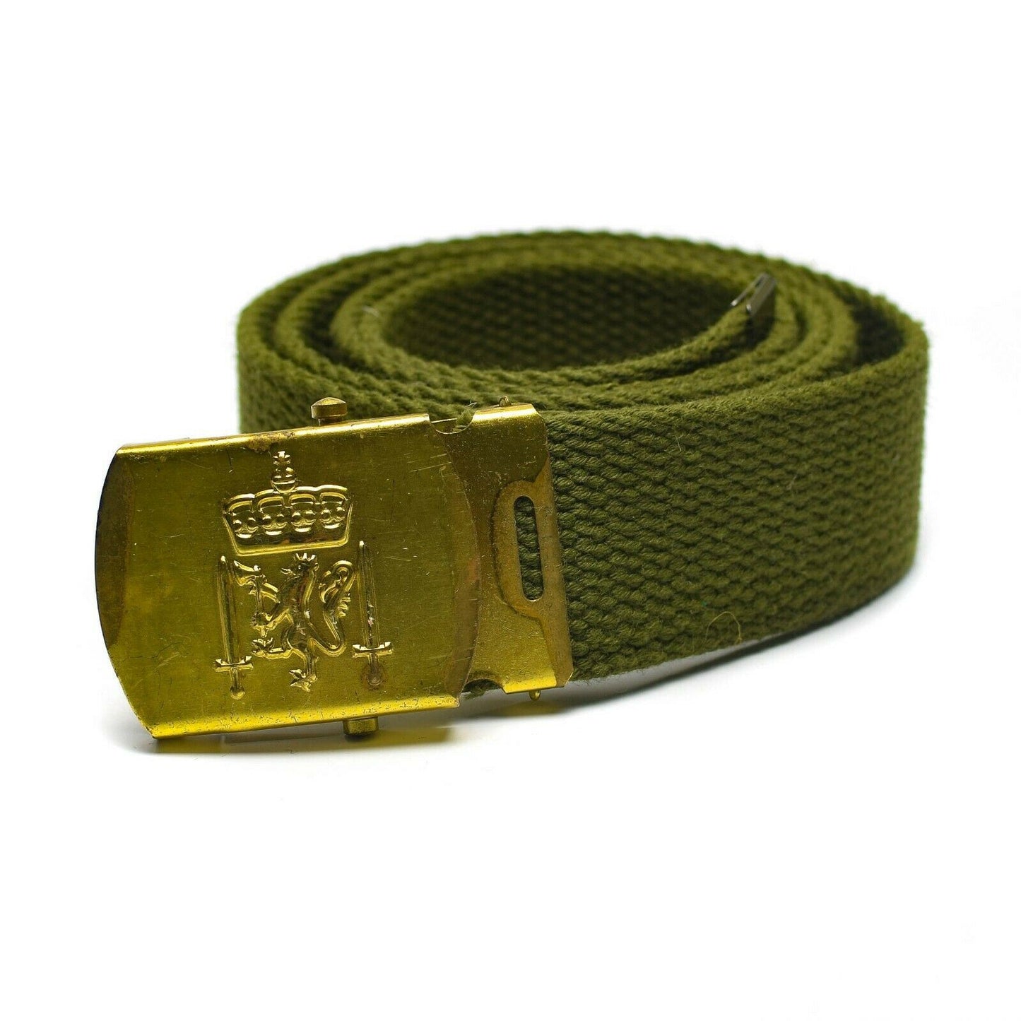 Danish army military belt with gold buckle