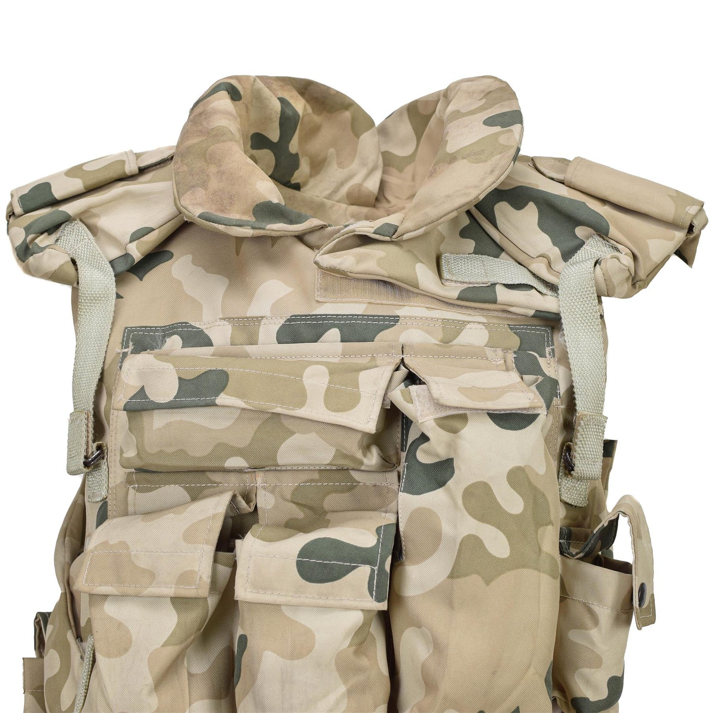 Polish army tactical vest with holsters for storing equipment and pockets for placing plates