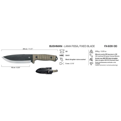 Fox Knives BUSHMAN camping knife with fixed blade D2 steel