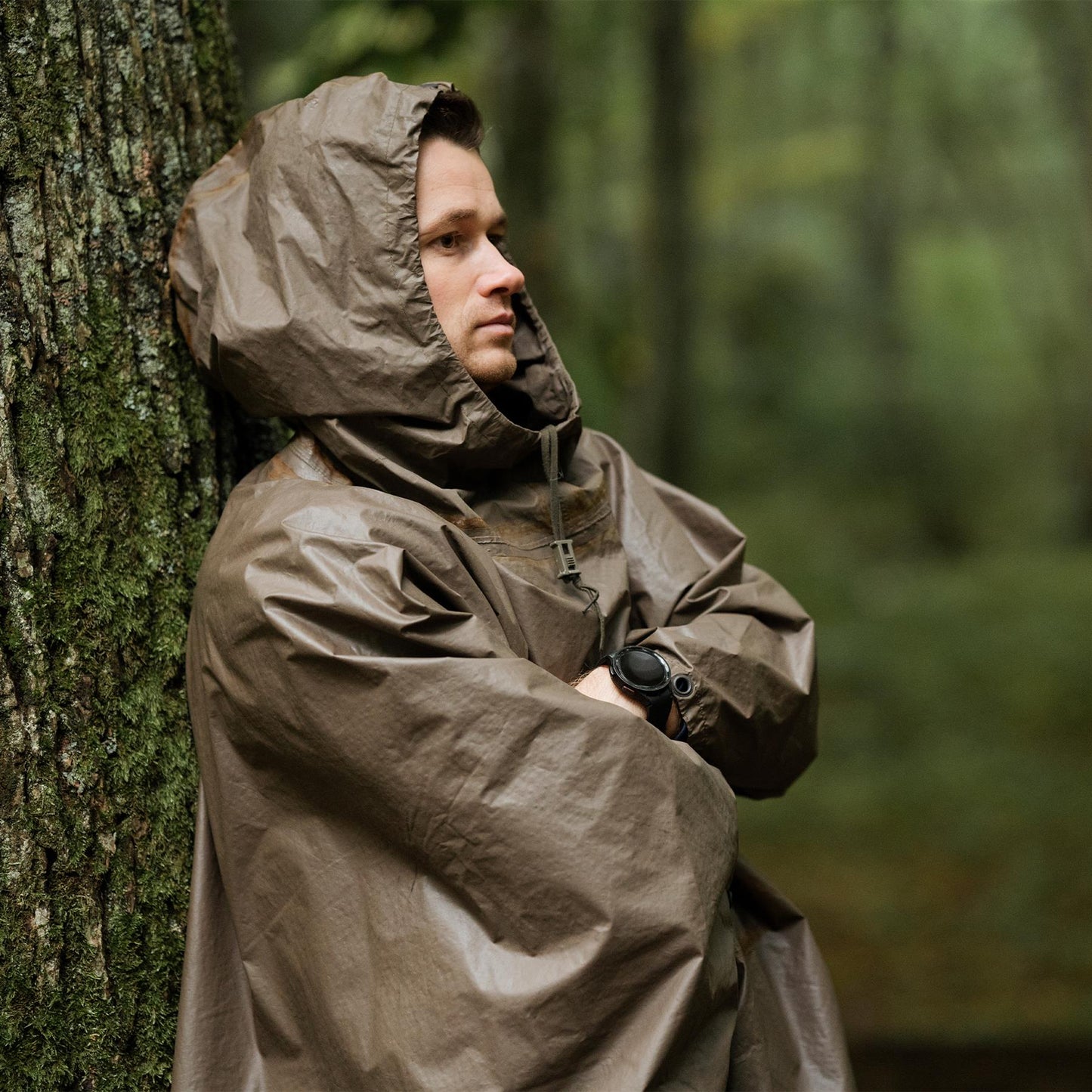 German army poncho with hood waterproof olive